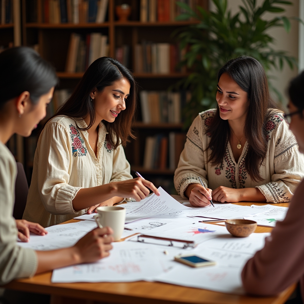 Artisan cooperative members planning together in a meeting